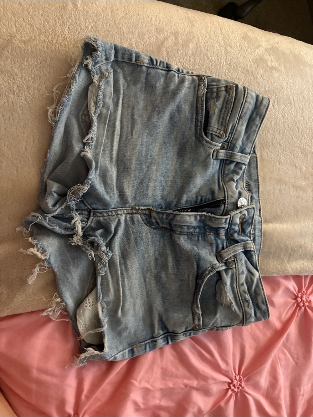American Eagle Outfitters Light Blue Distressed Denim Cutoff Shorts